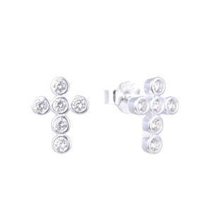 Arete Cruz Brillos - Plata