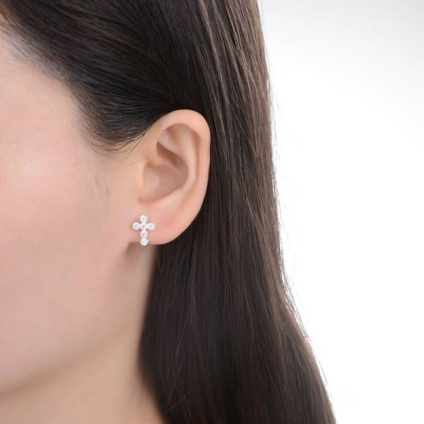 Arete Cruz Brillos - Plata - Imagen 2
