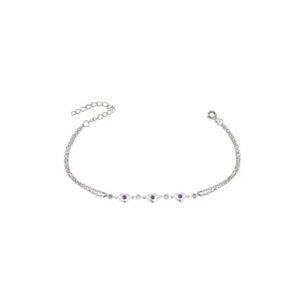Pulsera De Corazones Y Puntos De Luz - Morado