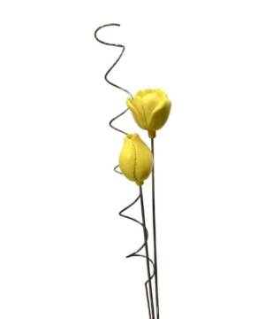 Juego de Tulipanes Amarillos con Rizos - Resina y Plaqué (R)