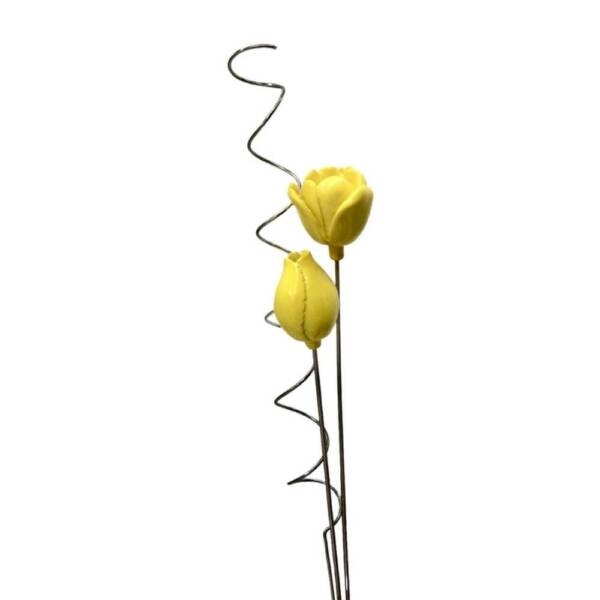 Juego de Tulipanes Amarillos con Rizos - Resina y Plaqué (R)