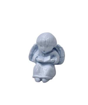 Ángel Mini Leyendo Celeste Pastel - Resina