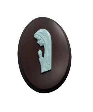 Virgen Estilizada Turquesa - Resina y Madera