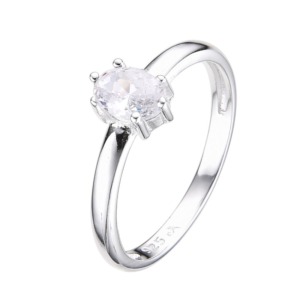 Anillo Solitario Circón Talla 9 - Plata