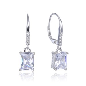 Arete Largo Brillos Blanco - Plata