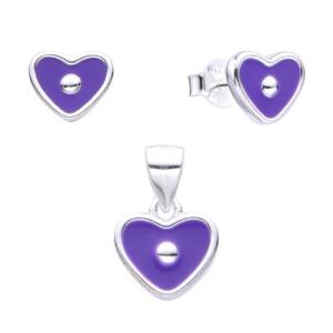 Juego Corazón Morada - Plata