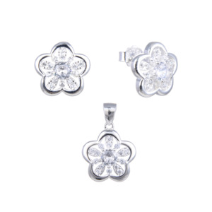 Juego Flor Luz Blanco - Plata