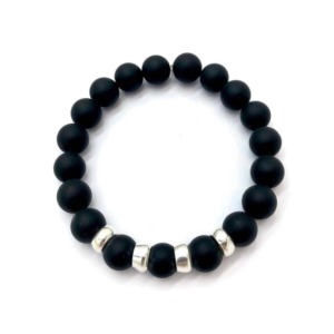 Pulsera Onix 10mm - Plata y Piedra