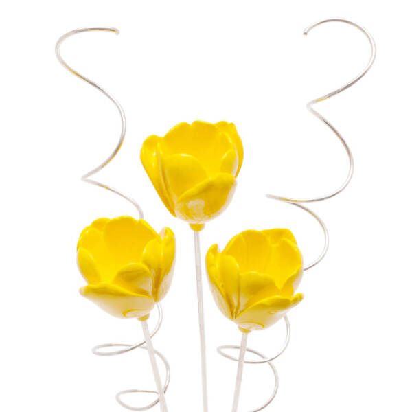 Juego de 3 Tulipanes Amarillos con Rizos - Resina y Plaqué - Imagen 2