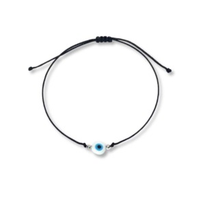 Pulsera Hilo Ojo Turco Blanco - Plata