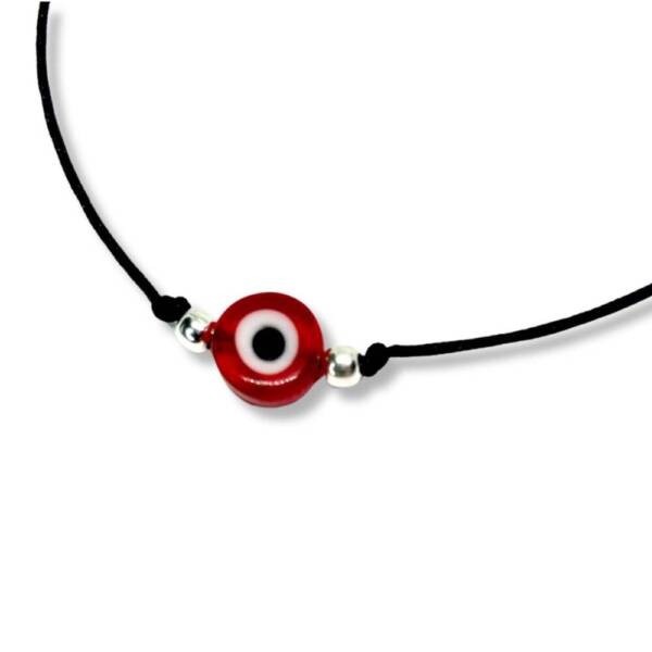 Pulsera Hilo Ojo Turco Rojo - Plata - Imagen 3