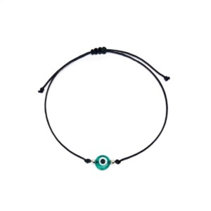 Pulsera Hilo Ojo Turco Verde - Plata