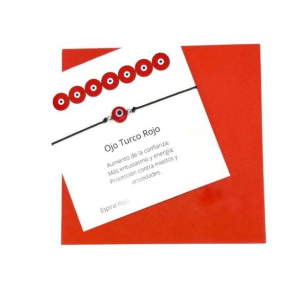 Pulsera Hilo Ojo Turco Rojo - Plata - Imagen 2