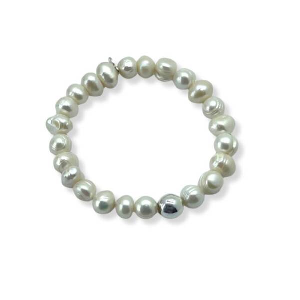 Pulsera Perlas Barrocas - Plata