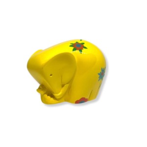 Elefante Mediano Amarillo con Flores - Resina