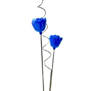 Juego de 2 Tulipanes Azules con Rizos - Resina y Plaqué
