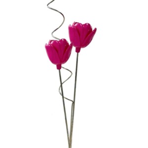 Juego de 2 Tulipanes Fucsias con Rizos - Resina y Plaqué