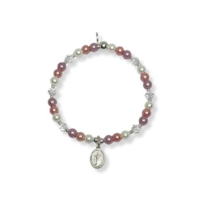 Pulsera Niña - Medalla Milagrosa - Perlas/Plata