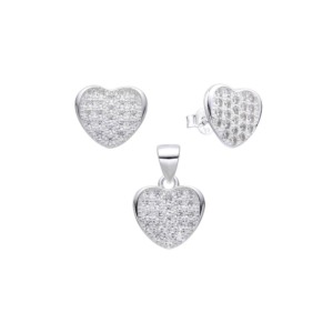 Juego Corazón Brillos - Plata