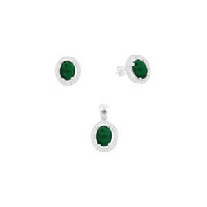 Juego Ovalado Verde Claro - Plata