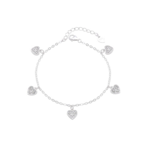 Pulsera Corazones Brillo - Plata