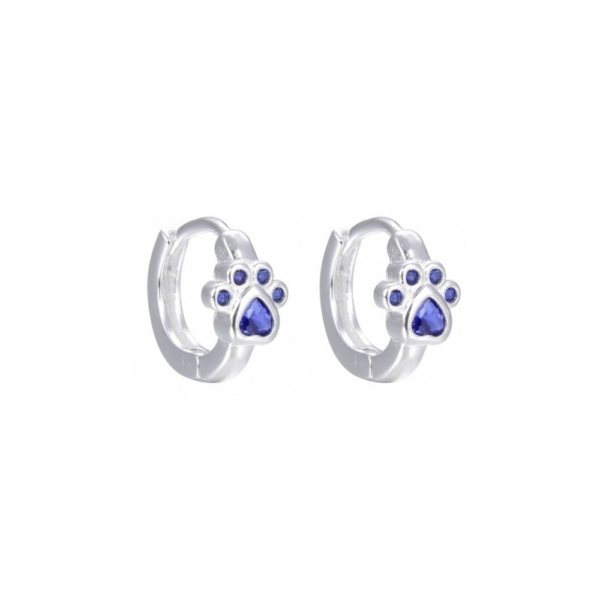 Arete Aro Mini Huella Azul - Plata