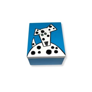 Cofre Azul Dálmata 7x8cm - Madera