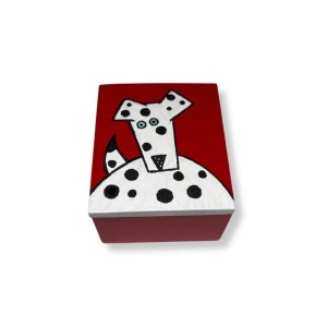 Cofre Rojo Dálmata 7x8cm - Madera