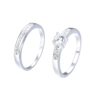 Anillo Doble Brillo Talla 8 - Plata