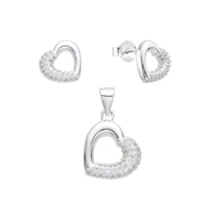 Juego Corazón Brillos - Plata