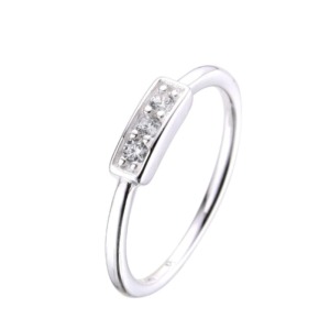 Anillo 3 Puntos Brillos Talla 8 - Plata