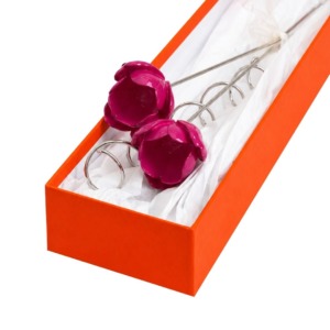 Juego de 2 Tulipanes Fucsias con Rizos - Resina y Plaqué