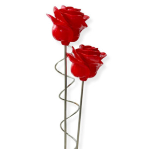 Ramo de 2 Rosas Rojas con Rizos - Resina y Plaqué