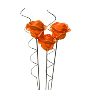 Juego de 3 Rosas Anaranjados con Rizos - Resina y Plaqué