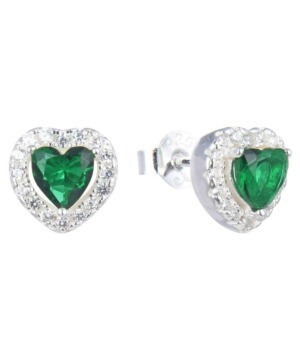 Arete Corazón Verde - Plata