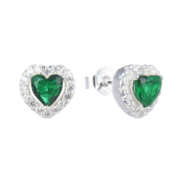Arete Corazón Verde - Plata