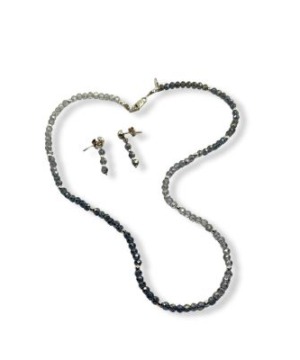 Collar y aretes Murano tonos grises - Plata