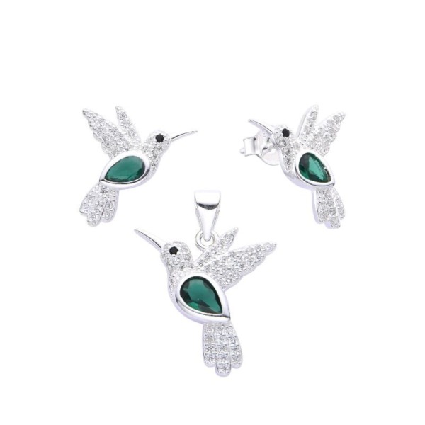 Juego de Colibrí Verde - Plata