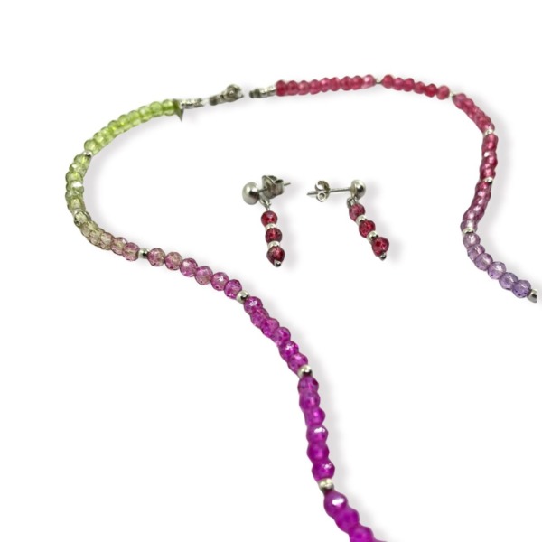 Collar y aretes en Muranos - Plata - Imagen 2