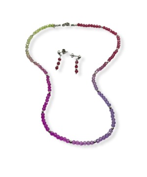 Collar y aretes en Muranos - Plata