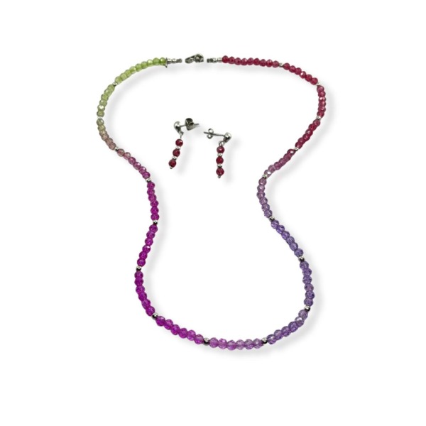 Collar y aretes en Muranos - Plata
