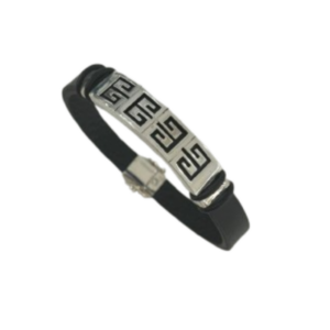 Pulsera Trazo - Plata/Cuero - Hombre