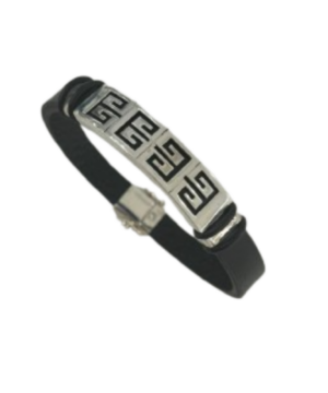 Pulsera Trazo - Plata/Cuero