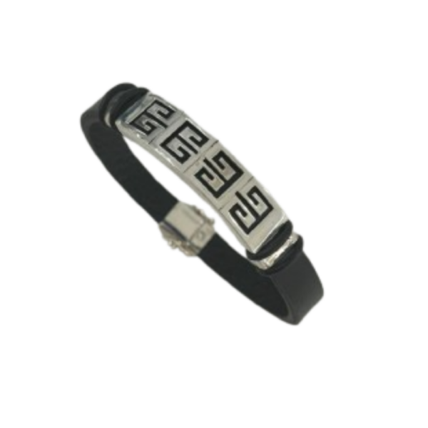 Pulsera Trazo - Plata/Cuero
