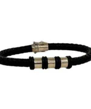 Pulsera Tubular x3 - Plata/Cuero