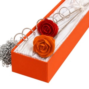 Juego de 2 Rosas de Colores con Rizo - Resina