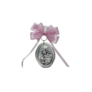 Ángel de la Guarda Oval Cinta Rosa- Plaqué