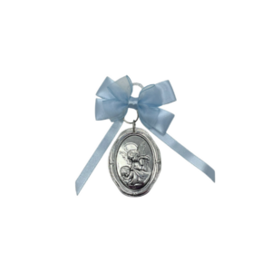 Ángel de la Guarda Oval Cinta Celeste- Plaqué