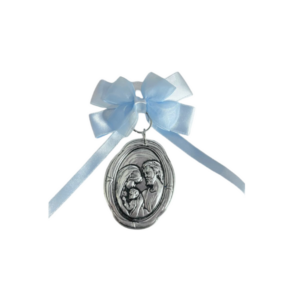 Sagrada Familia Oval Cinta Celeste- Plaqué