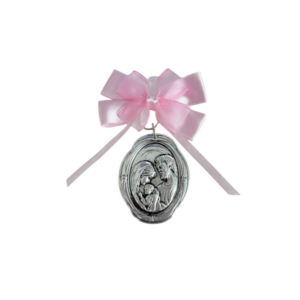 Sagrada Familia Oval Cinta Rosa- Plaqué